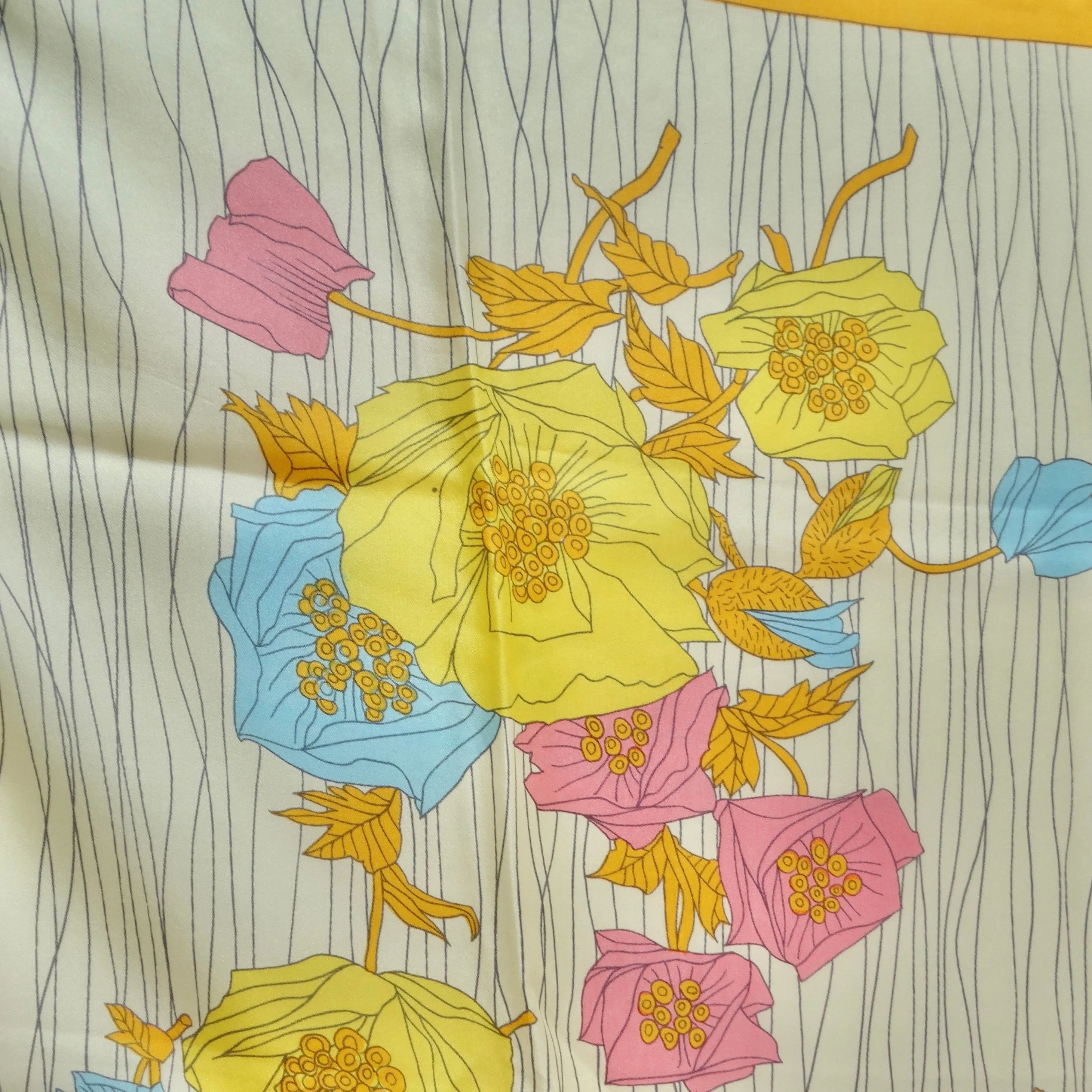 1960s Floral Silk Scarf