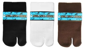 3 Pairs Split Toe V-Toe Flip-Flop Socks Brand Thick Ankle For Men and Women Athletic or Casual Styles Black, White, Brown Comfy