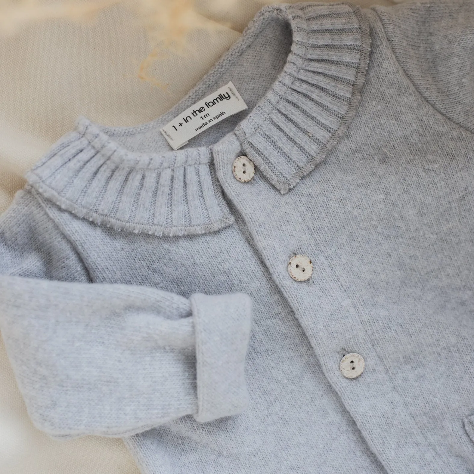 Alexia Collared Baby Onesie with Feet (Perla)