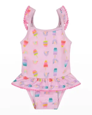 Andy & Evan Pink Popsicle Infant Swimsuit & Hat Set