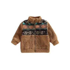 Baby Girls Boys Bohemian Print Stand Collar Jackets