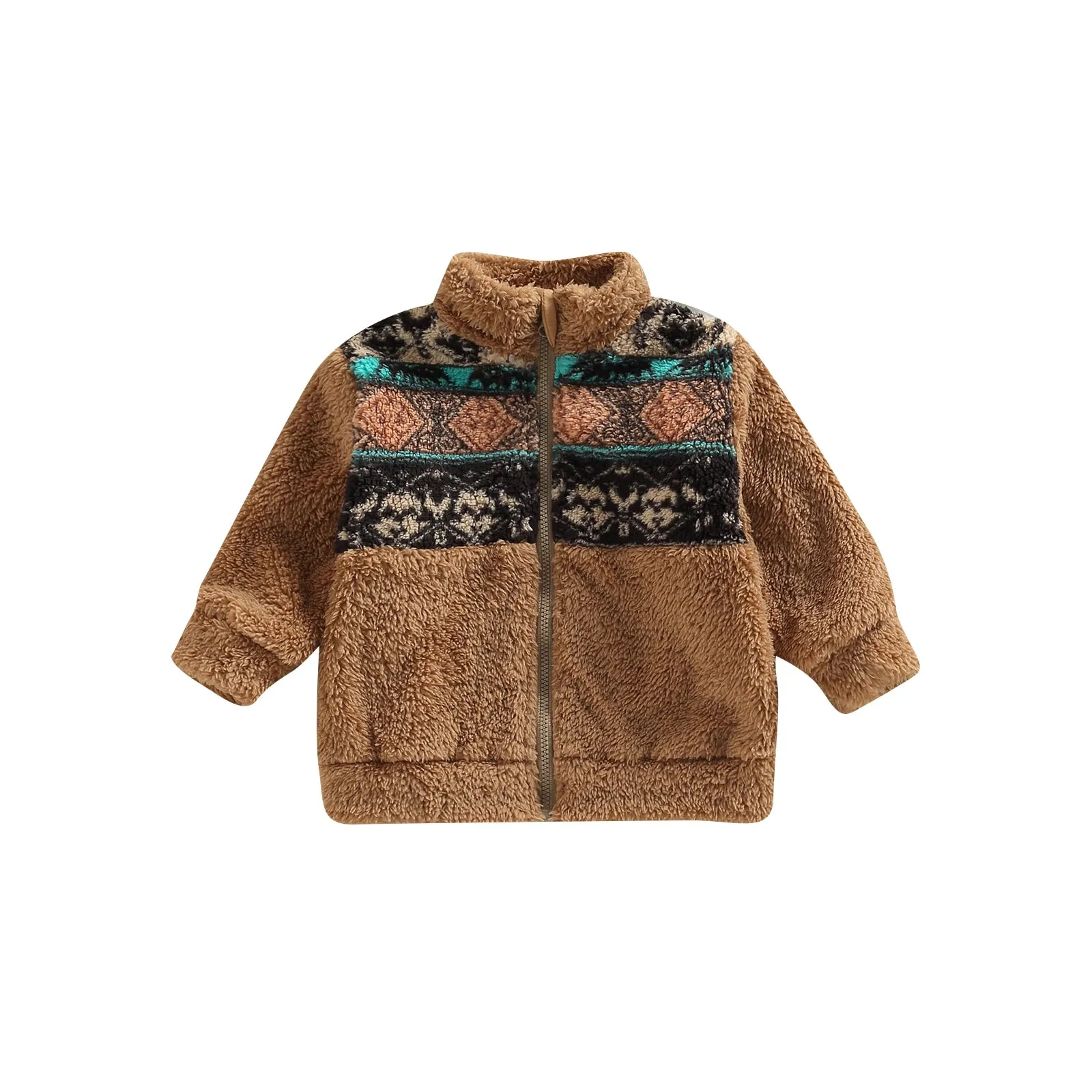 Baby Girls Boys Bohemian Print Stand Collar Jackets