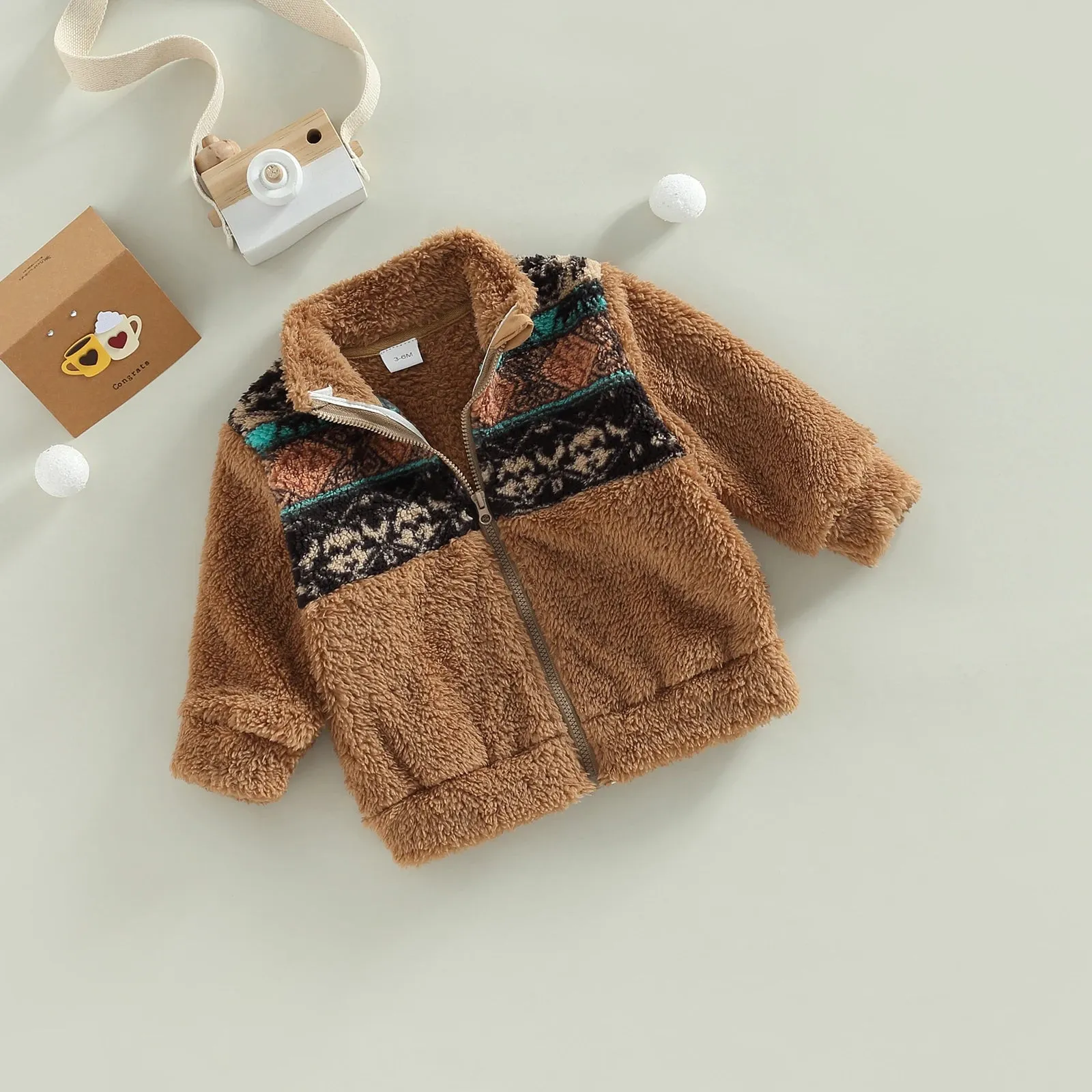 Baby Girls Boys Bohemian Print Stand Collar Jackets