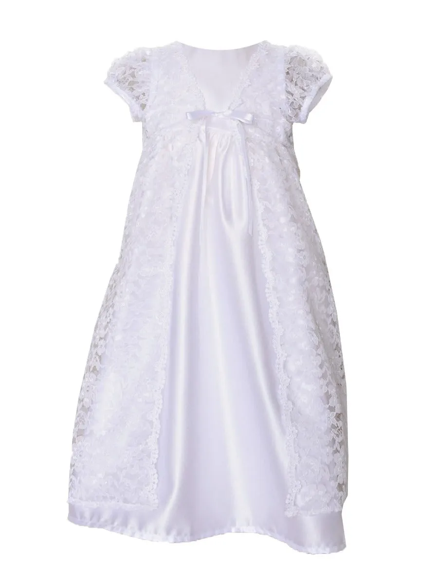 Baby Girls White Violet Christening Gown Newborn-24M