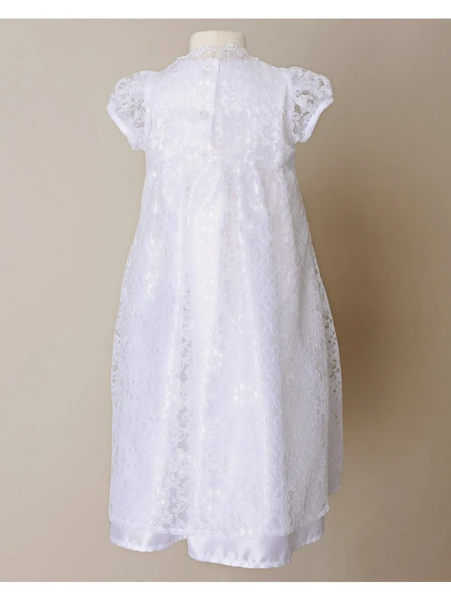 Baby Girls White Violet Christening Gown Newborn-24M