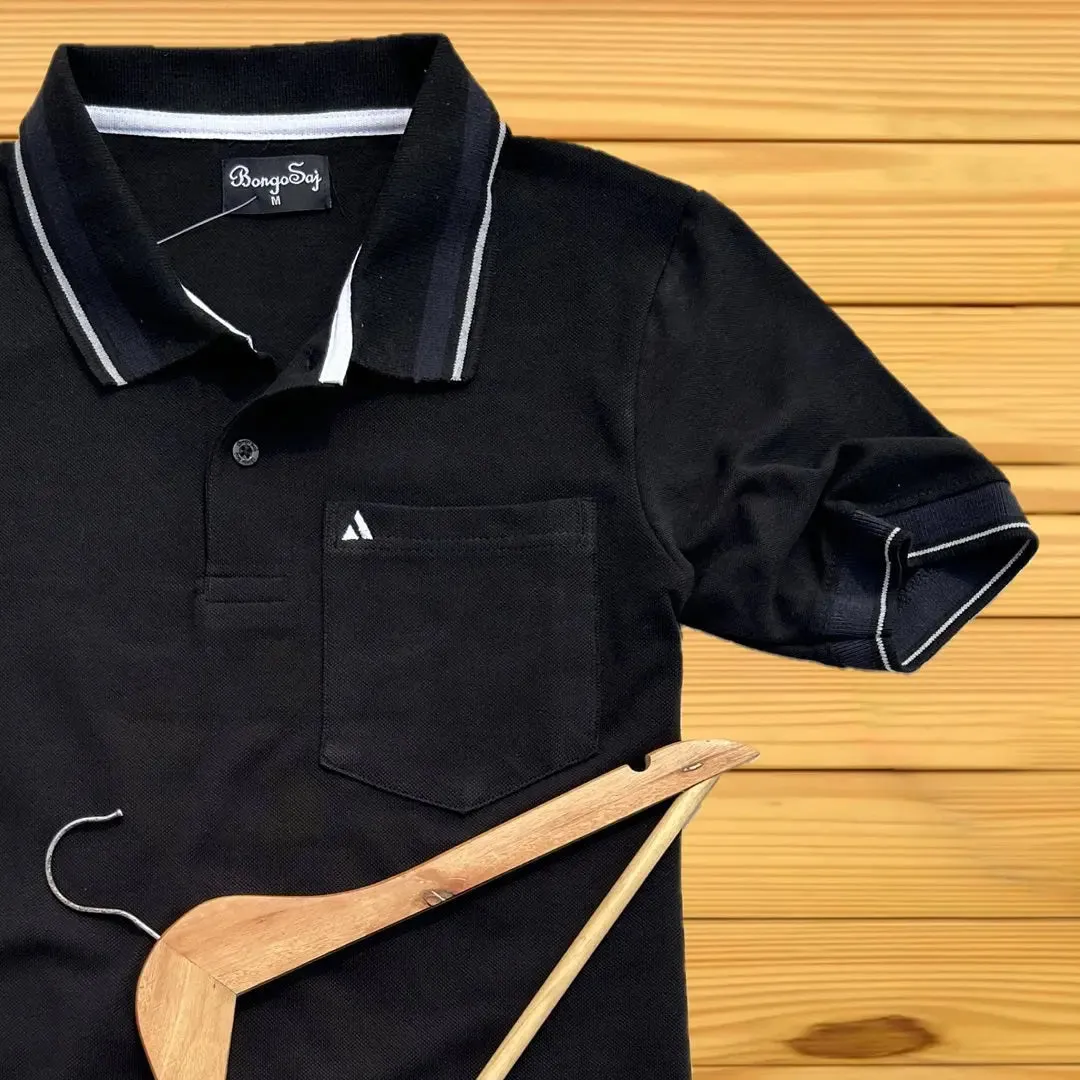 Black Plain Polo T-Shirt