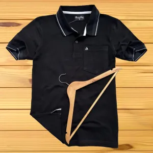 Black Plain Polo T-Shirt
