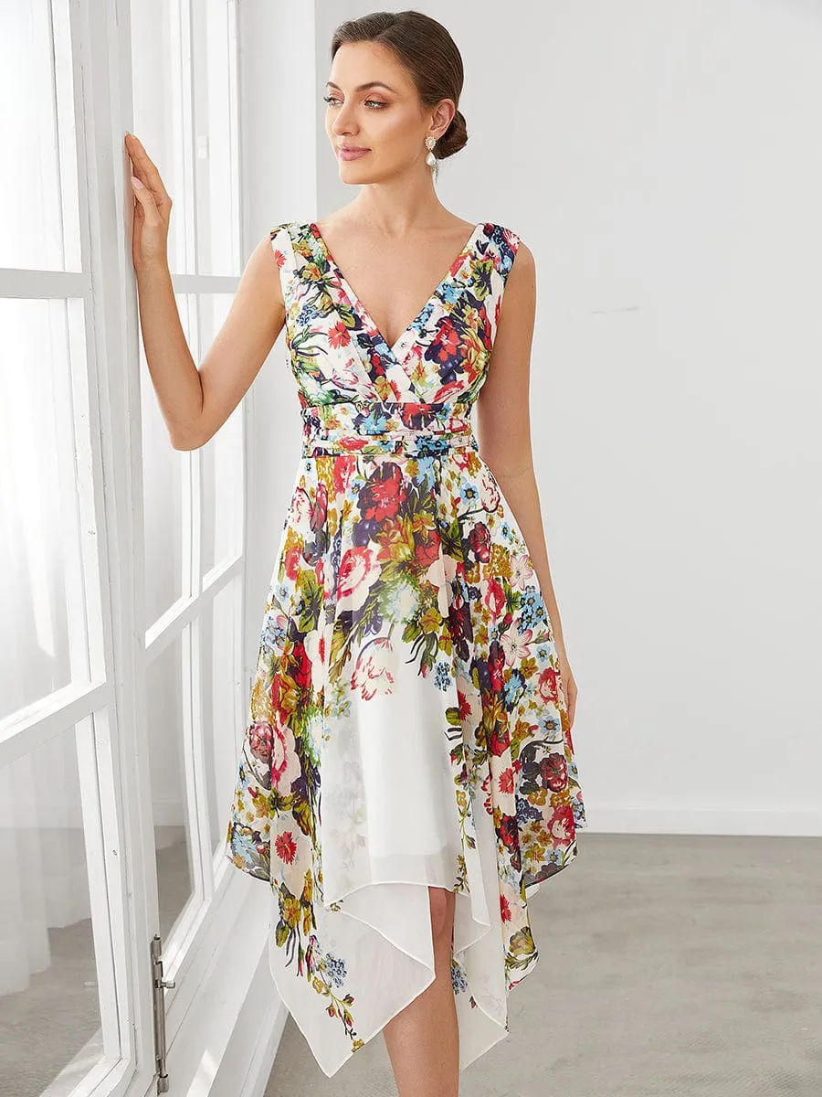 Blue and Orange Floral Top