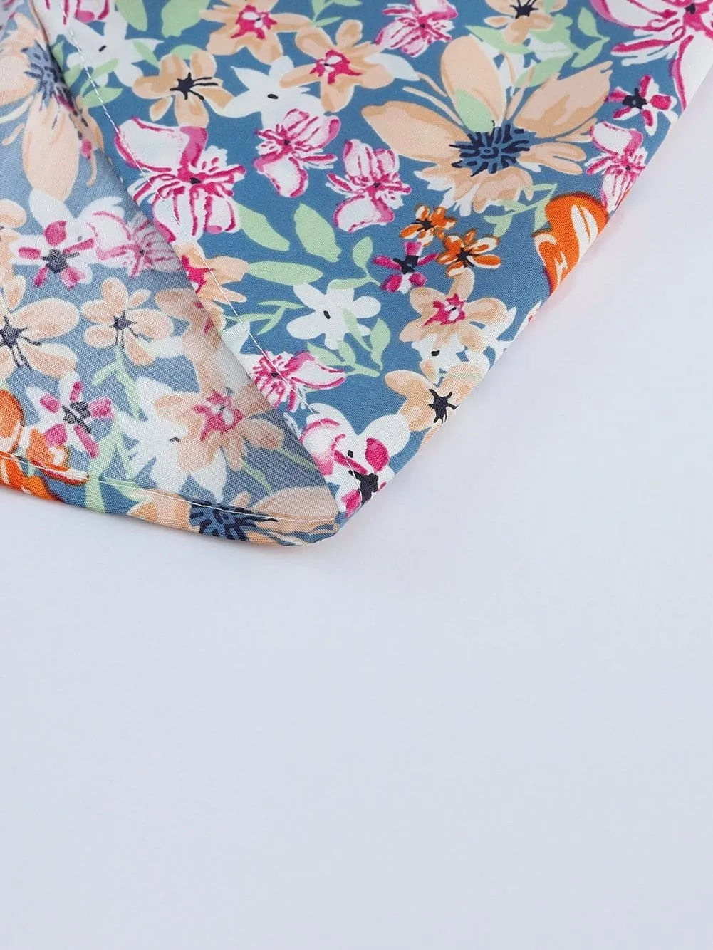 Blue and Orange Floral Top