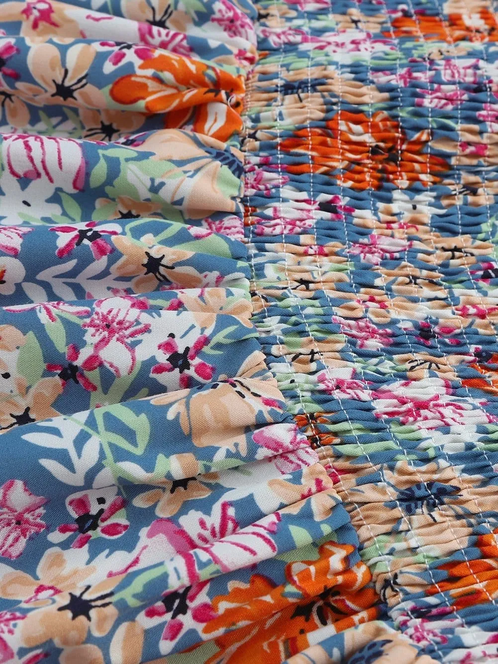 Blue and Orange Floral Top