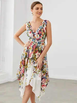 Blue and Orange Floral Top