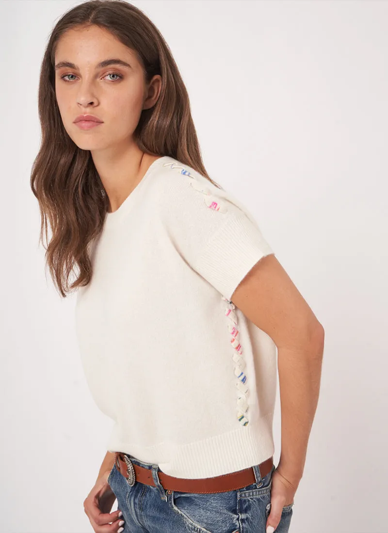 Cashmere Short Sleeve With Side Tie Sweater