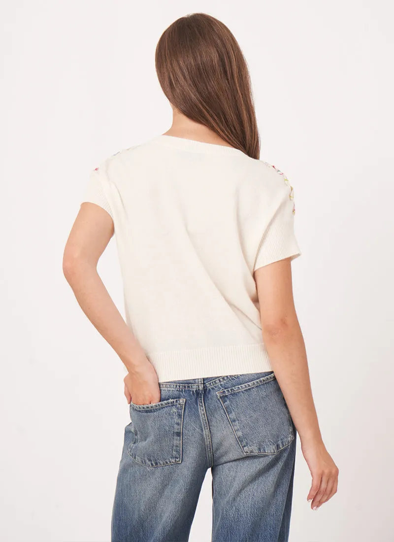 Cashmere Short Sleeve With Side Tie Sweater