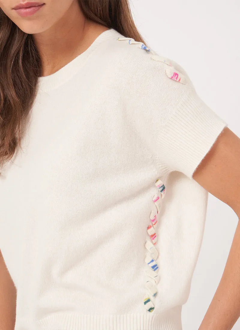 Cashmere Short Sleeve With Side Tie Sweater
