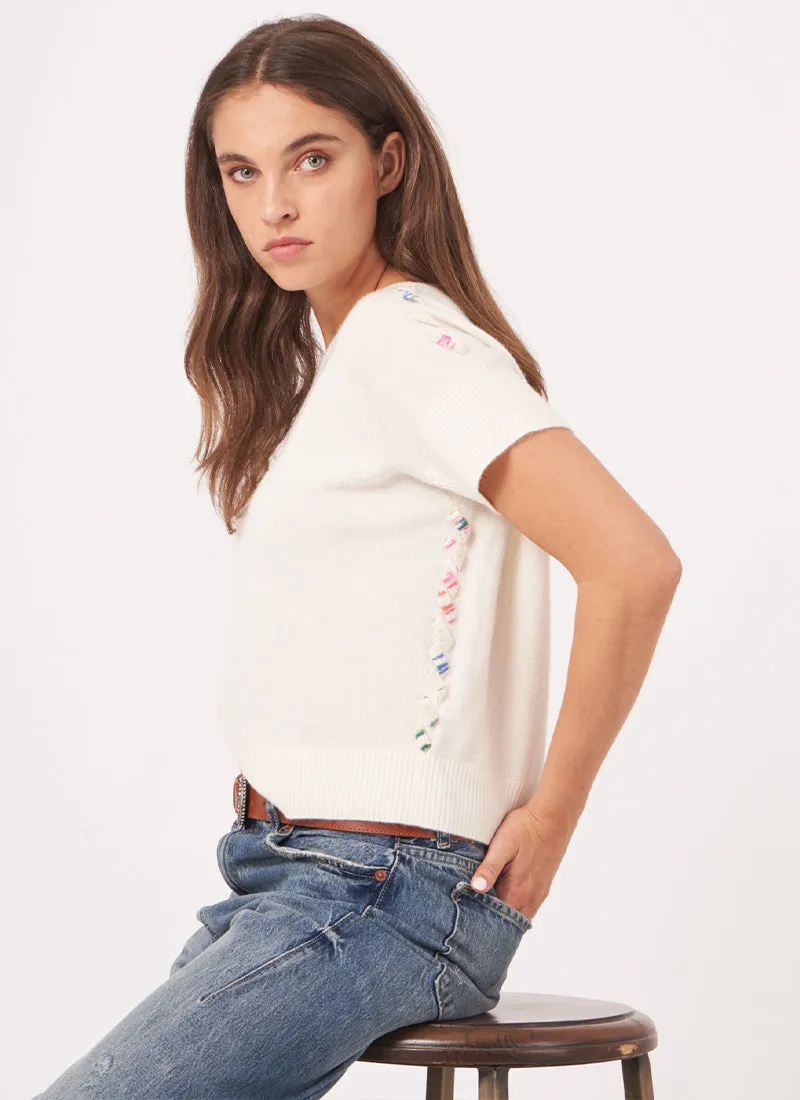 Cashmere Short Sleeve With Side Tie Sweater