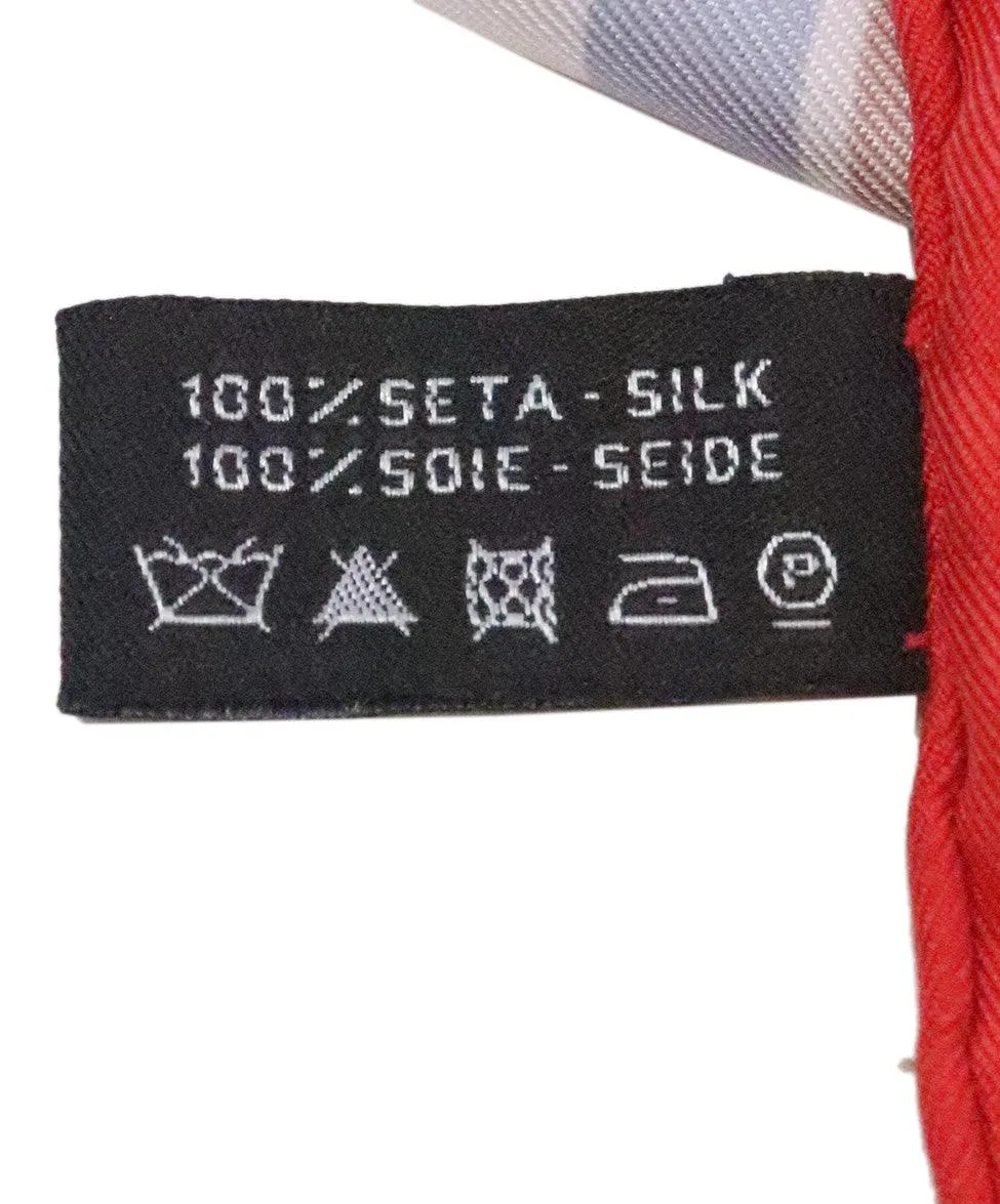 Chanel Red & Blue Print Silk Scarf