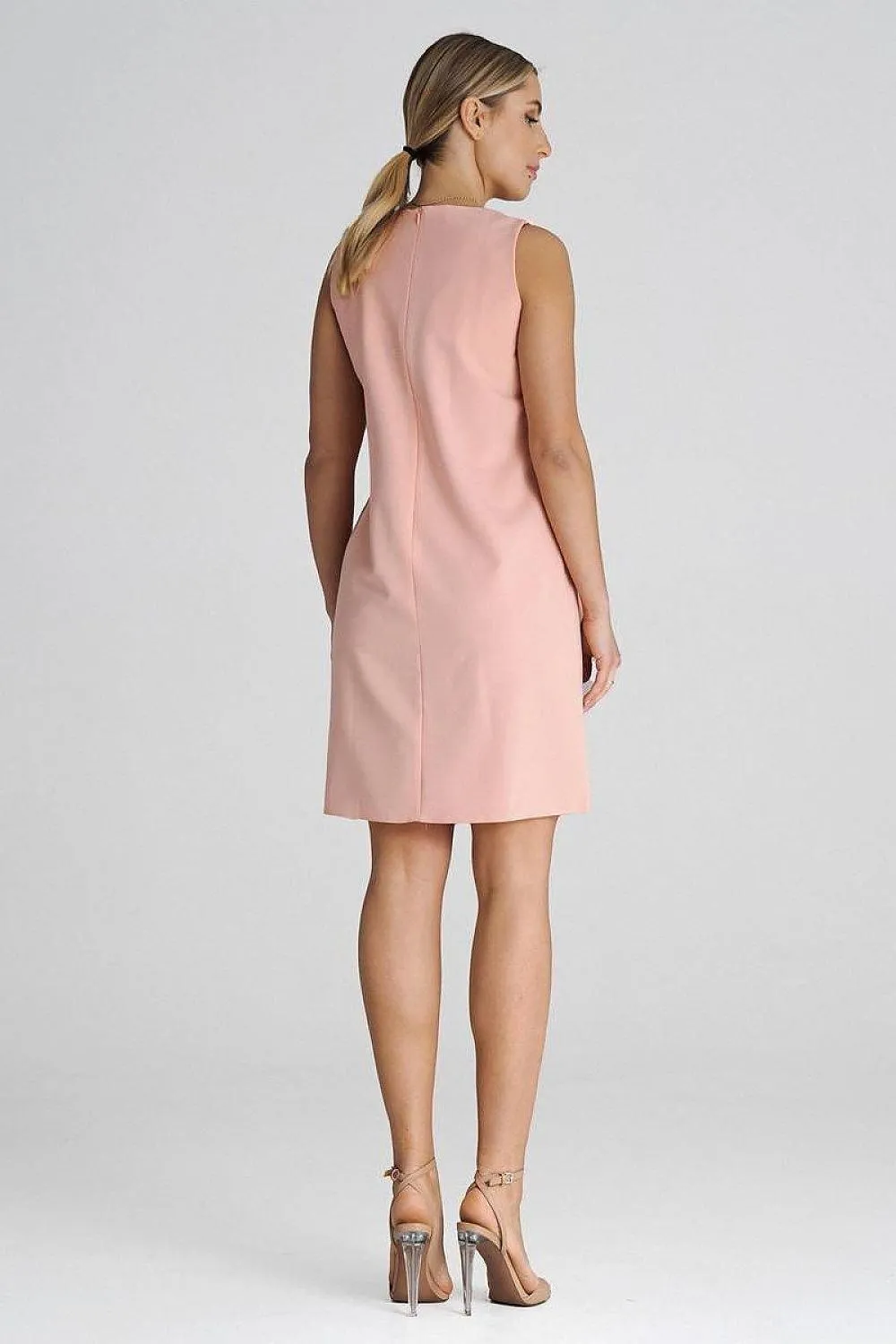 Chic Sleeveless Trapeze Cocktail Dress with Ruffle Accents