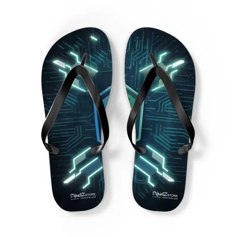 Circuit Pattern Flip Flops Cushioned & Easy Slip