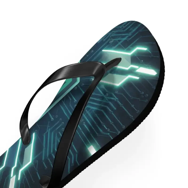 Circuit Pattern Flip Flops Cushioned & Easy Slip