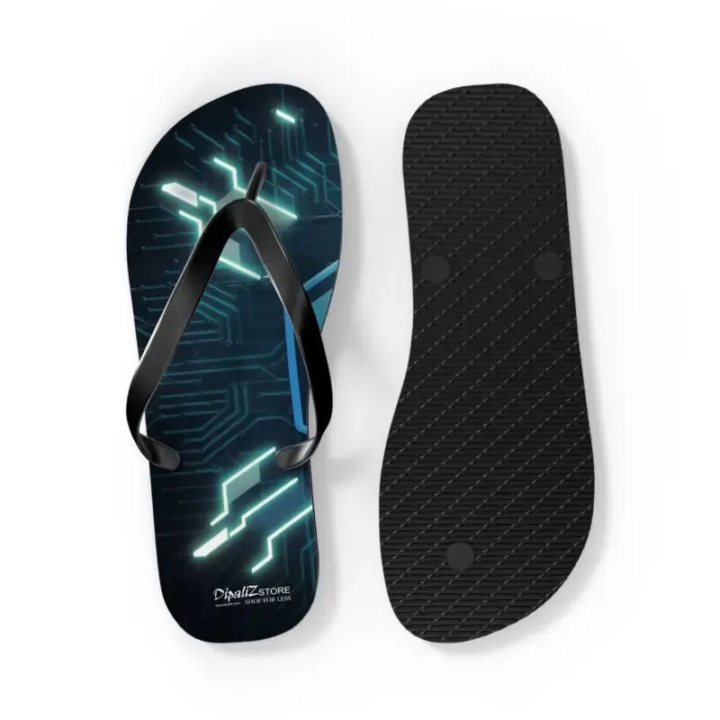 Circuit Pattern Flip Flops Cushioned & Easy Slip