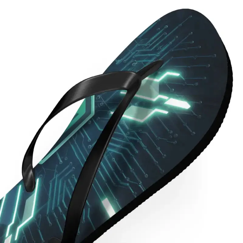 Circuit Pattern Flip Flops Cushioned & Easy Slip