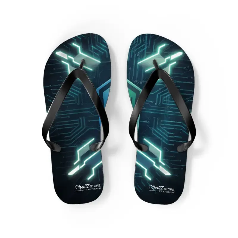 Circuit Pattern Flip Flops Cushioned & Easy Slip
