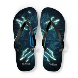 Circuit Pattern Flip Flops Cushioned & Easy Slip