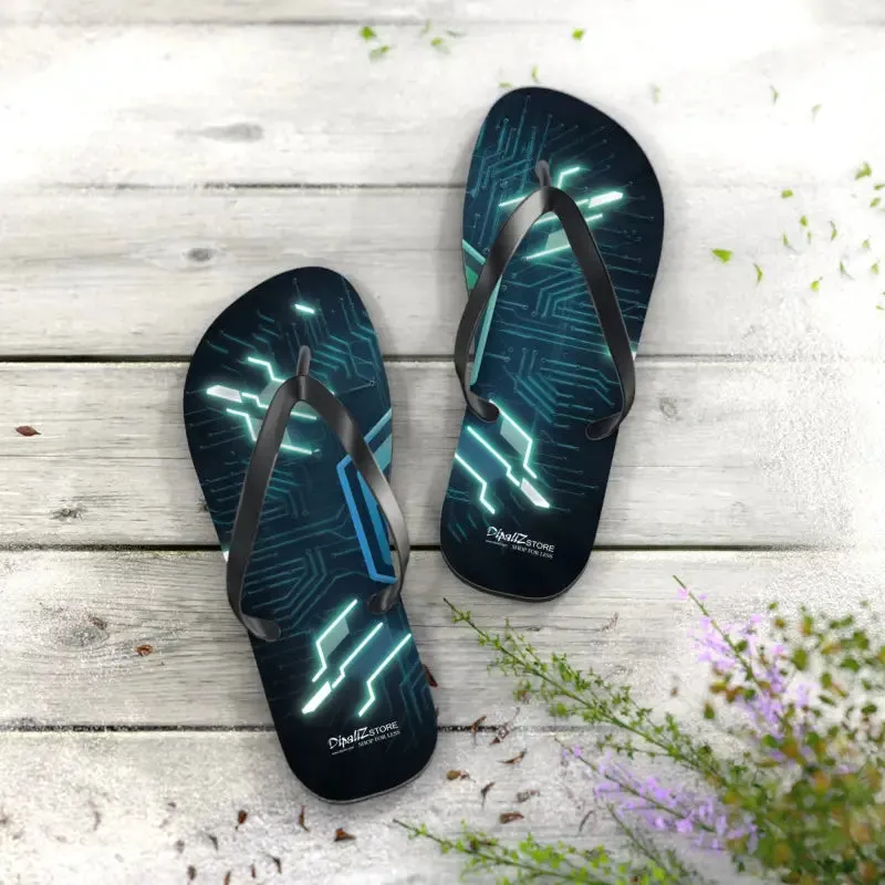 Circuit Pattern Flip Flops Cushioned & Easy Slip
