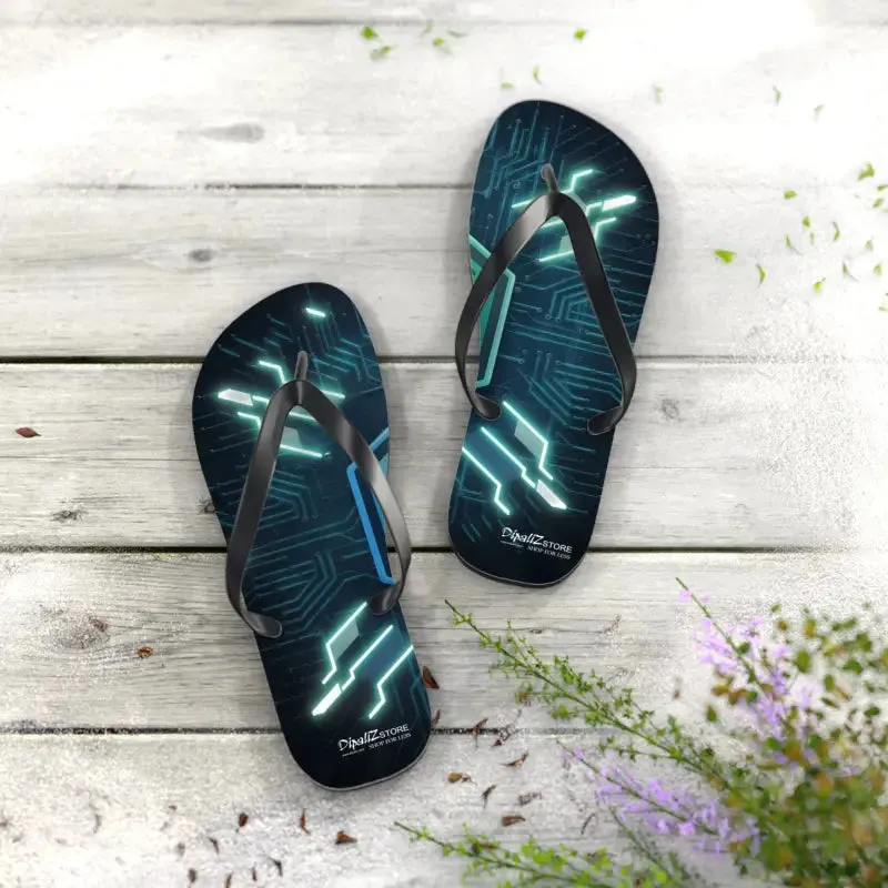 Circuit Pattern Flip Flops Cushioned & Easy Slip