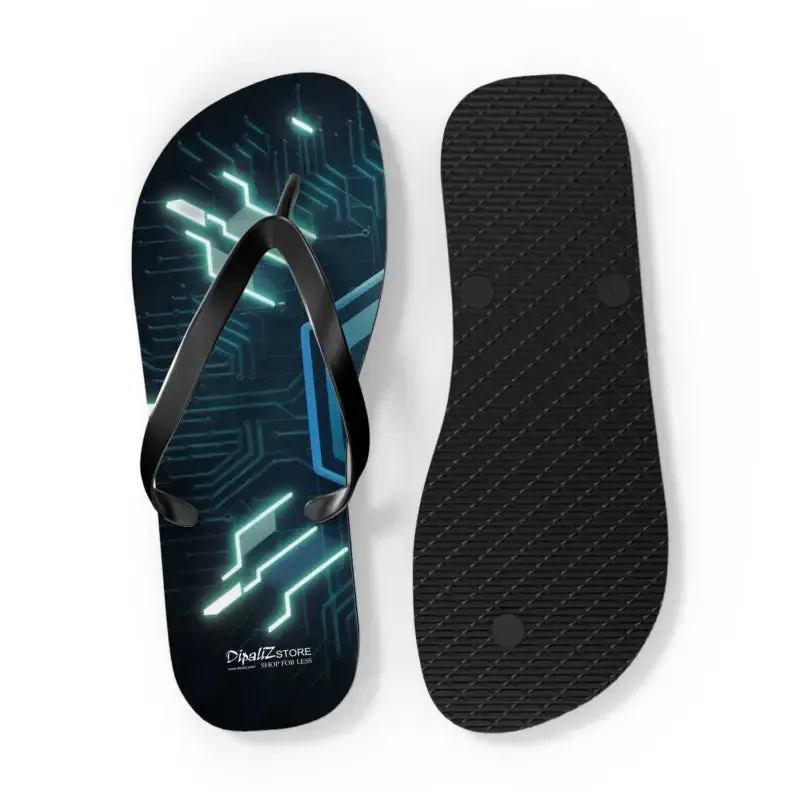 Circuit Pattern Flip Flops Cushioned & Easy Slip
