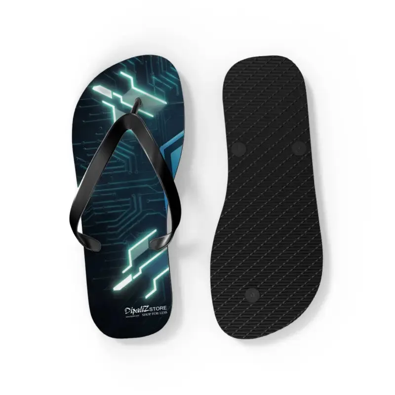 Circuit Pattern Flip Flops Cushioned & Easy Slip