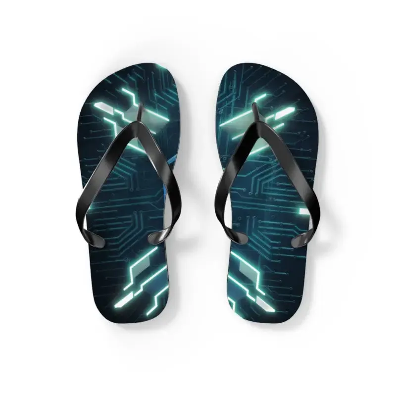 Circuit Pattern Flip Flops Cushioned & Easy Slip