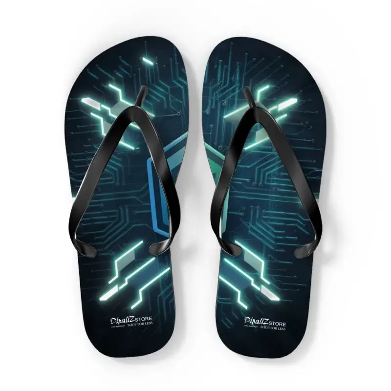 Circuit Pattern Flip Flops Cushioned & Easy Slip