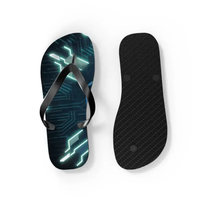 Circuit Pattern Flip Flops Cushioned & Easy Slip