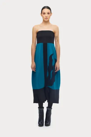 Cocktail Strapless Midi Dress Azure Black