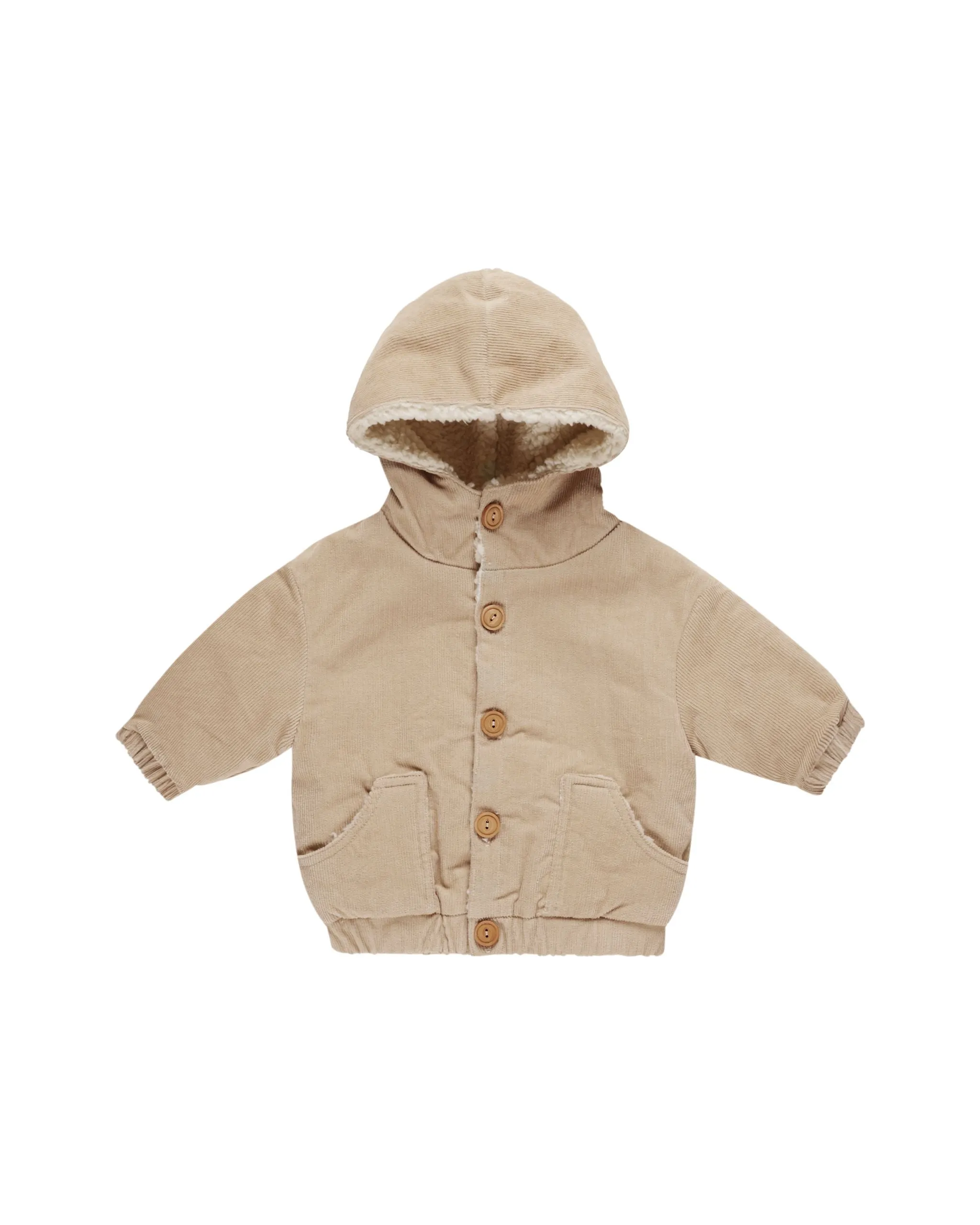 CORDUROY HOODED JACKET || LATTE