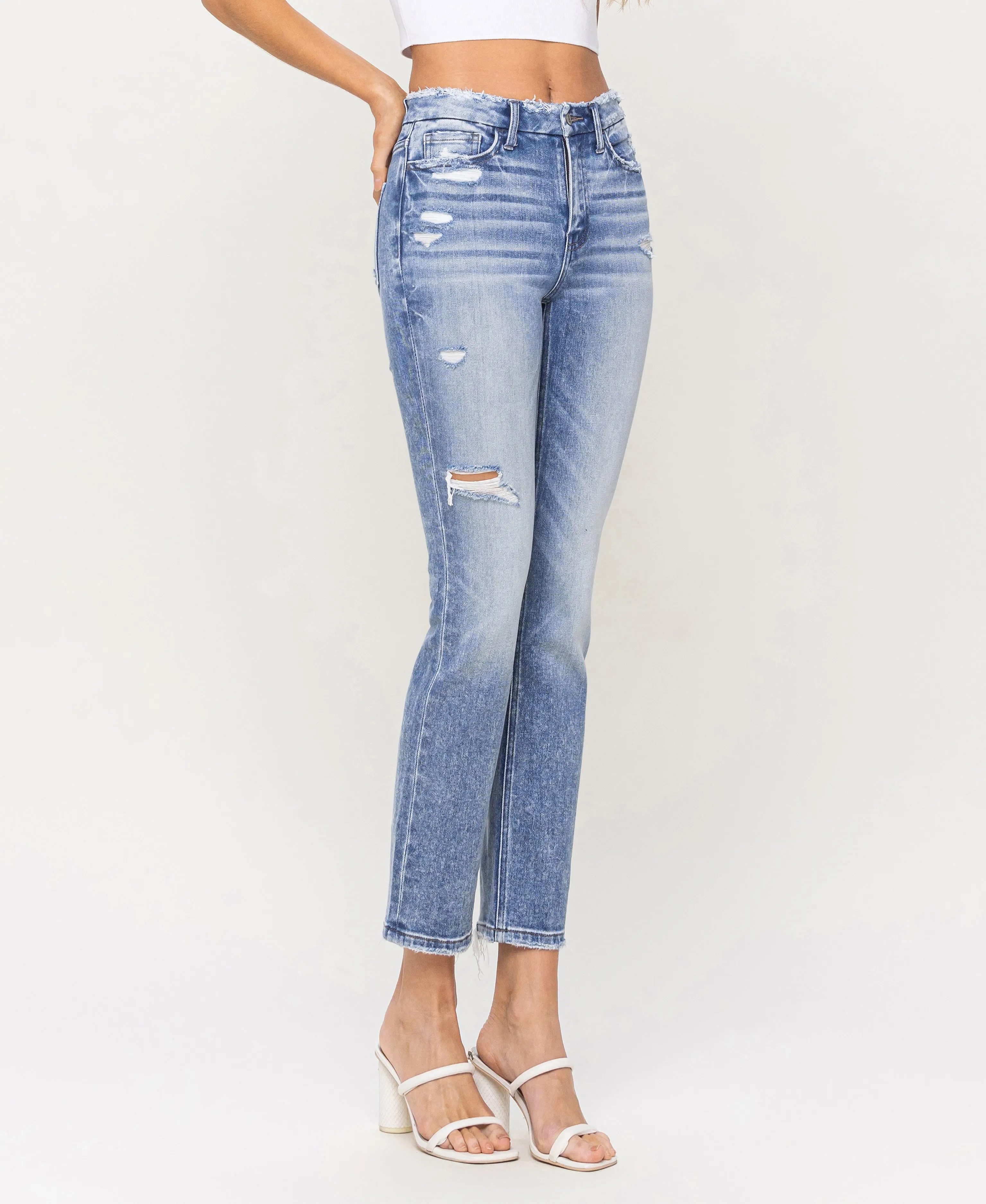 Coveniently - High Rise Cropped Slim Straight Jeans