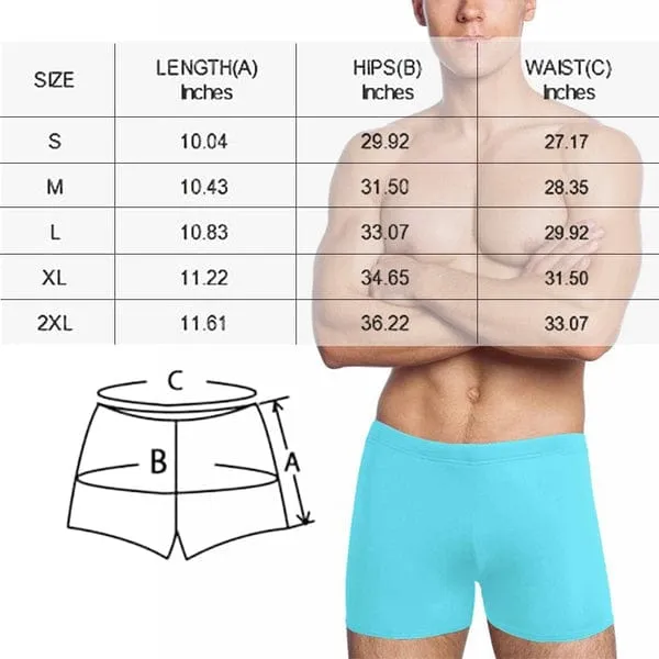 Custom Face & Name Red Stripes Men's Athletic Swim Jammers Quick Dry Waterproof Compression Square Leg Swim Briefs Swimsuit