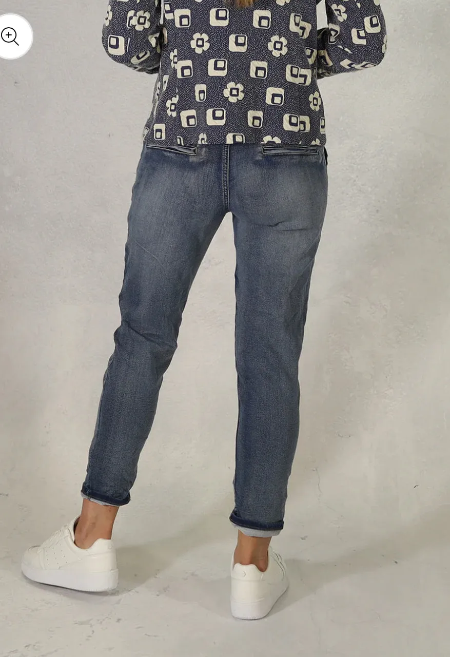 D.E.C.K By Decollage 822601 Super Stretchy Drawstring Waist Jeans With Pockets