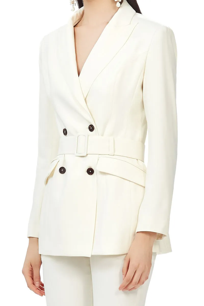 Double Breasted Blazer in Ivory White