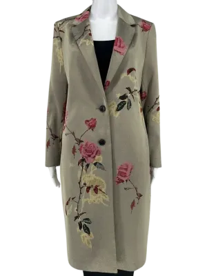 Dries Van Noten Olive Metallic Roses Duster/Jacket/Evening Coat Size 42
