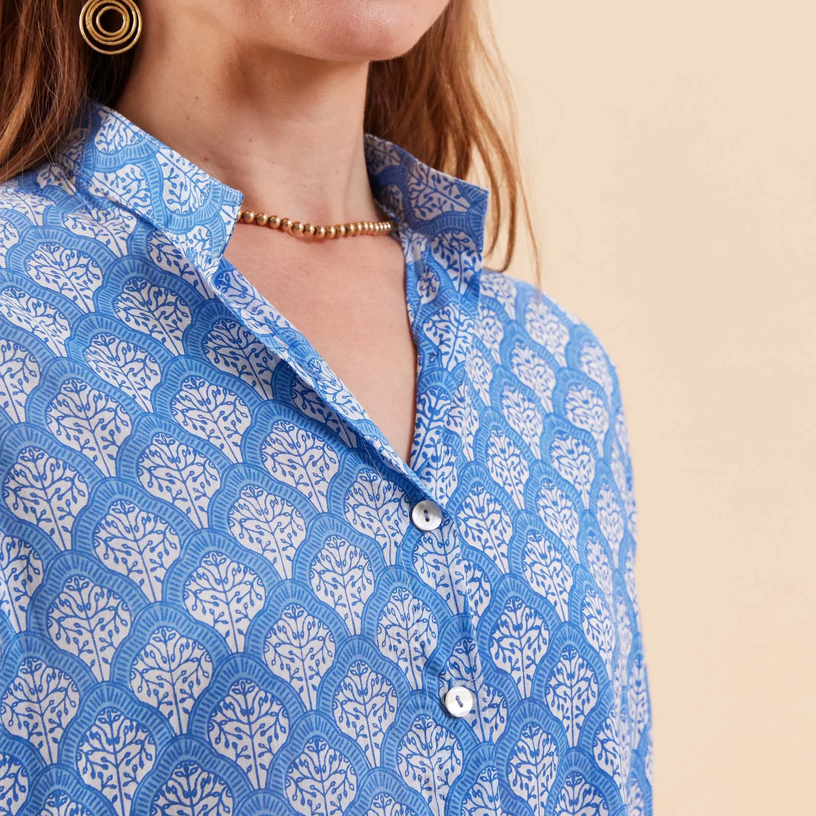 Fifer Blue Button Down Beach Tunic