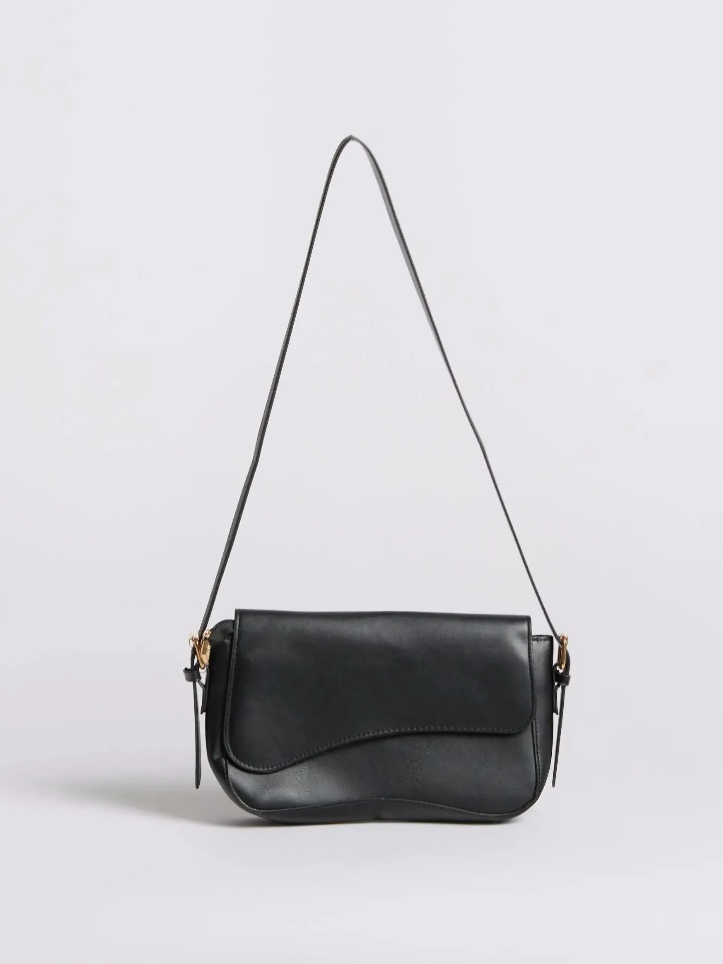 Gaby | Elegant Minimalist Black Leather Shoulder Bag