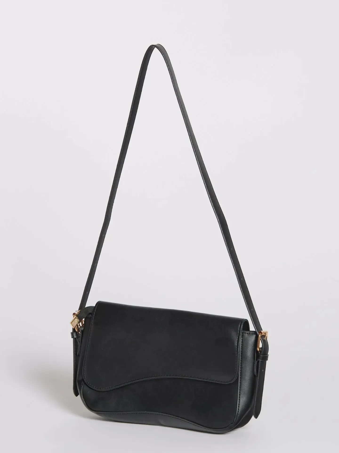 Gaby | Elegant Minimalist Black Leather Shoulder Bag