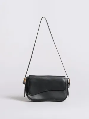 Gaby | Elegant Minimalist Black Leather Shoulder Bag