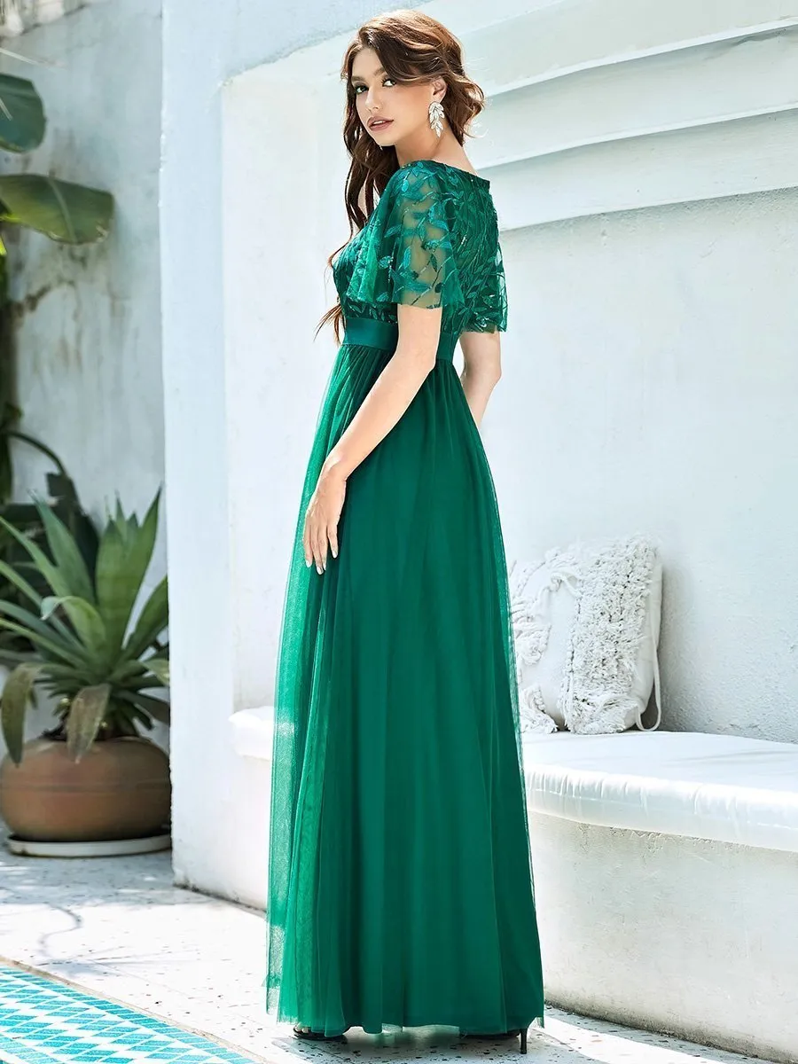 Georgia flutter sleeve evening dress in black s14 Express NZ wide
