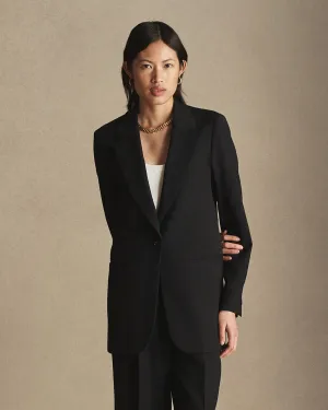 Georgia House Cut Blazer - Black Wool Twill