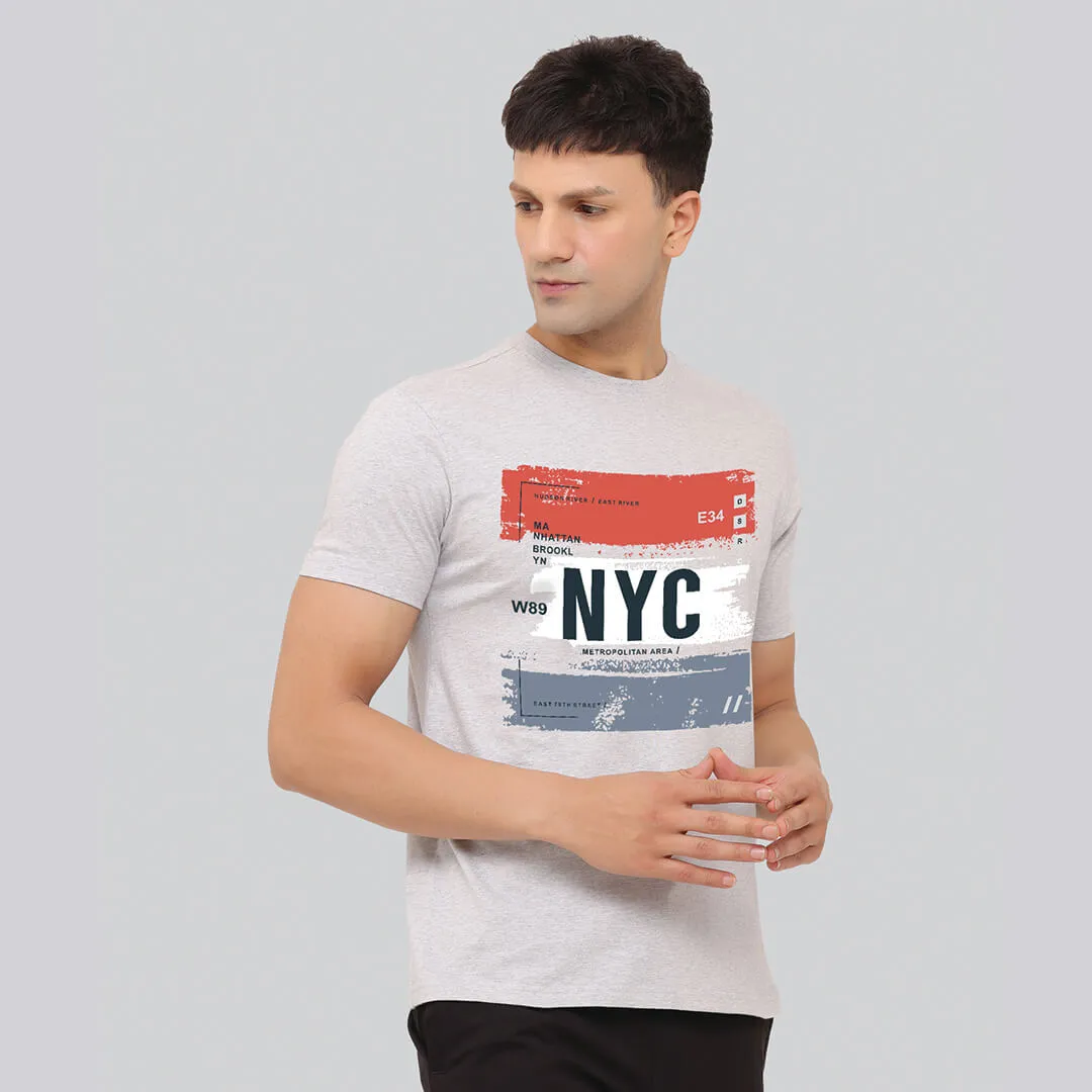 Graphic Printed T-shirt - Heather Grey