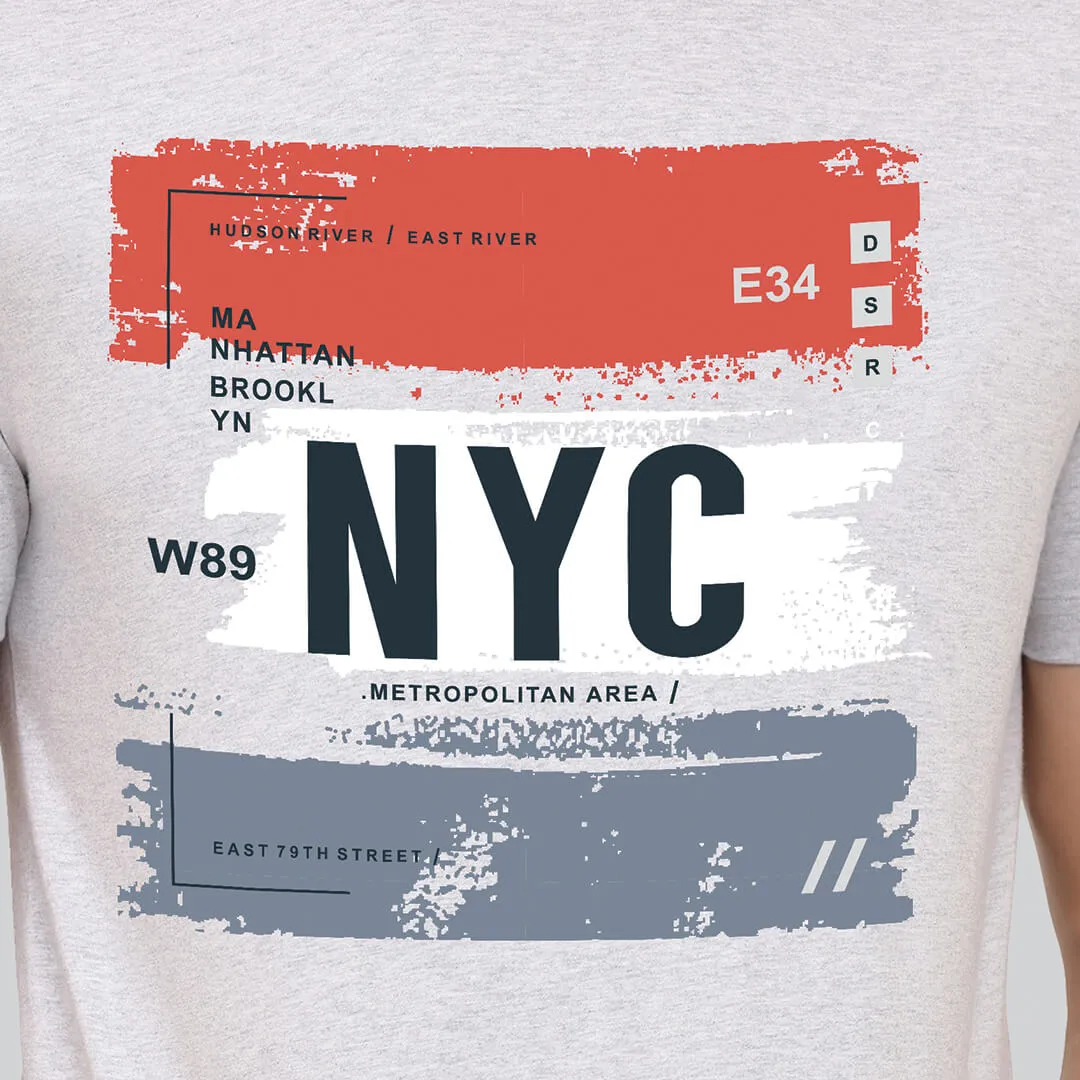 Graphic Printed T-shirt - Heather Grey