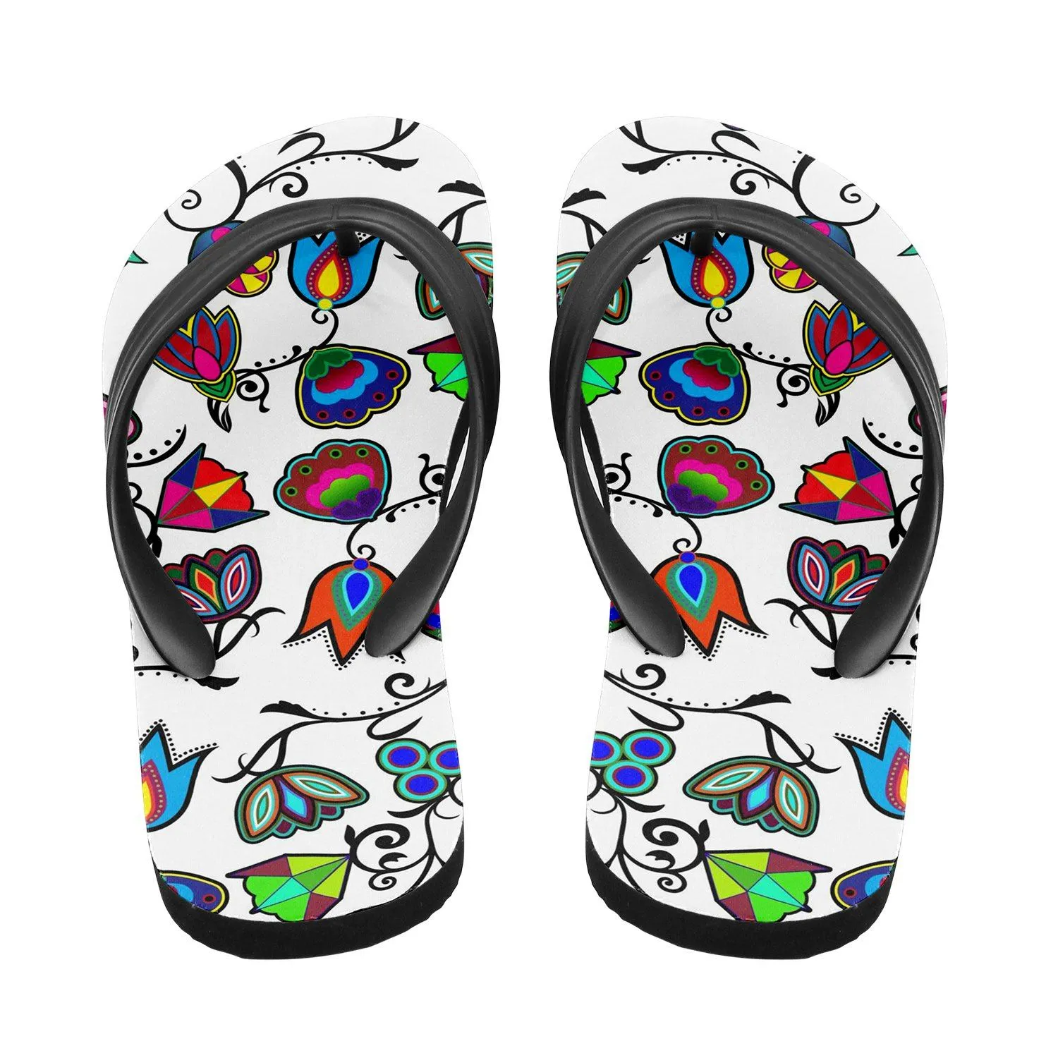 Indigenous Paisley White Flip Flops